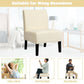 Costway Beige Armless Accent Chair with Rubber Wood Legs