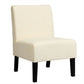 Costway Beige Armless Accent Chair with Rubber Wood Legs