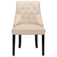 Costway Beige Modern Upholstered Button-Tufted Dining Chair with Nail Trim