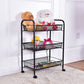 Costway Black 3-Tier Storage Rack Trolley Cart