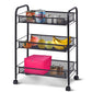 Costway Black 3-Tier Storage Rack Trolley Cart