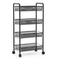 Costway Black 4 Tier Storage Rack Trolley Cart-Black