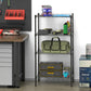 Costway Black 4-Wire Shelving Metal Adjustable Storage Rack with Removable Hooks