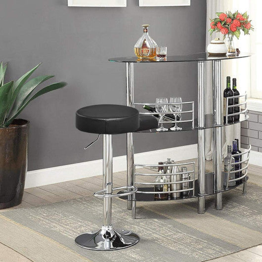 Costway Black Adjustable Round Leather Swivel Seat Bar Stool