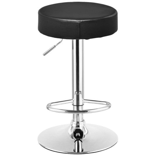 Costway Black Adjustable Round Leather Swivel Seat Bar Stool