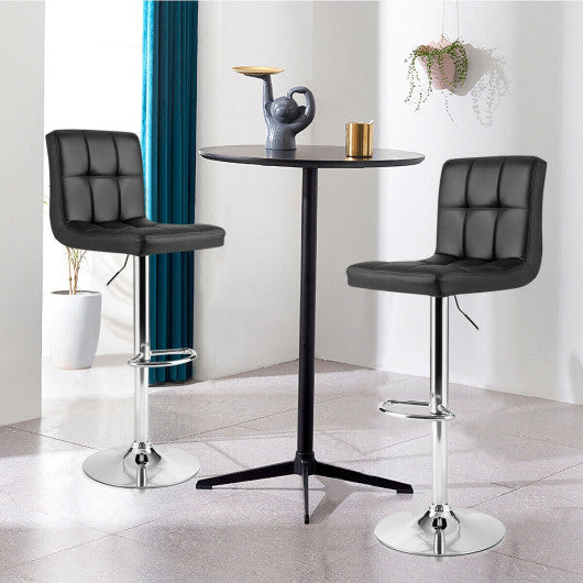 Costway Black Adjustable Swivel Bar Stool with PU Leather