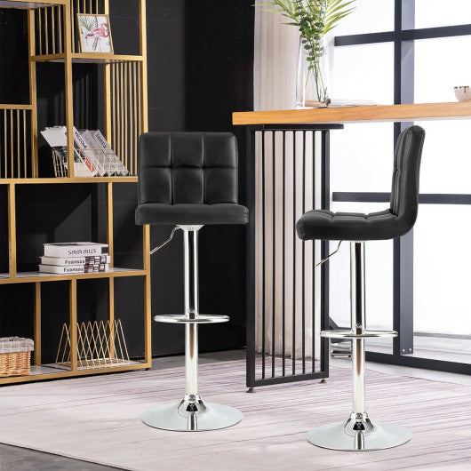 Costway Black Adjustable Swivel Bar Stool with PU Leather