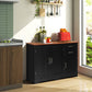 Costway Black Buffet Storage Cabinet with 2-Door Cabinet and 2 Drawers