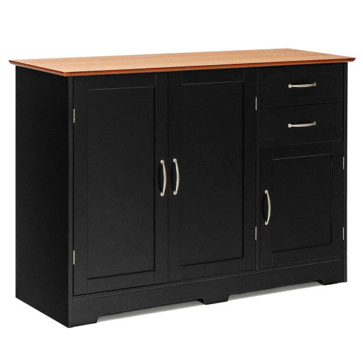 Costway Black Buffet Storage Cabinet with 2-Door Cabinet and 2 Drawers