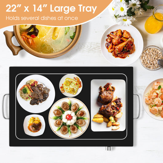 Costway Black Electric Warming Tray with Adjustable Temperature Contro ...