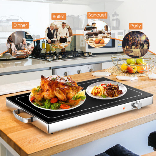 Costway Black Electric Warming Tray with Adjustable Temperature Control