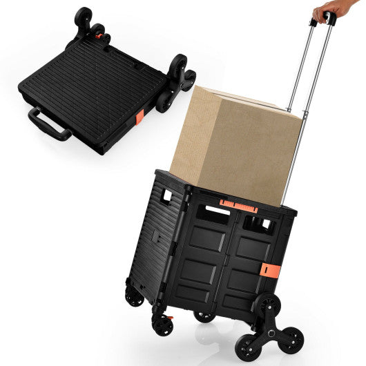 Costway Black Foldable Utility Cart for Travel and Shopping