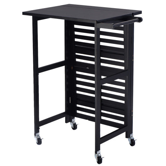 Costway Black Folding Kitchen Trolley Cart