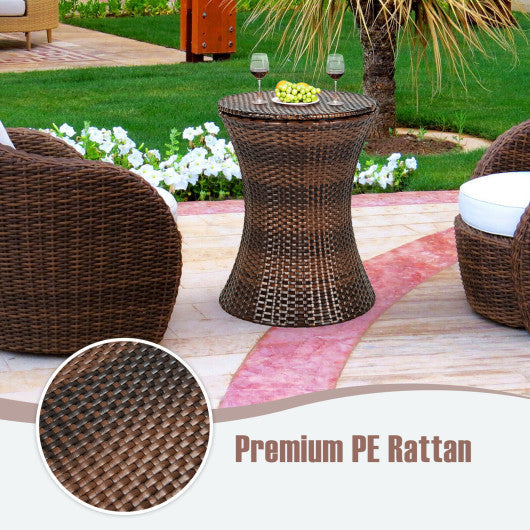 Costway Black Height Adjustable Patio Rattan Cooler Bar Table