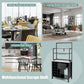 Costway Black Kitchen Baker's Rack Freestanding Wine Rack Table with Glass Holder and Drawer