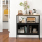 Costway Black Kitchen Buffet Cabinet with 2 Doors and Open Shelf