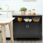 Costway Black Kitchen Buffet Server Sideboard Storage Cabinet with 2 Doors and Shelf