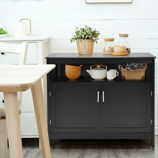 Costway Black Kitchen Buffet Server Sideboard Storage Cabinet with 2 Doors and Shelf