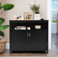 Costway Black Kitchen Buffet Server Sideboard Storage Cabinet with 2 Doors and Shelf