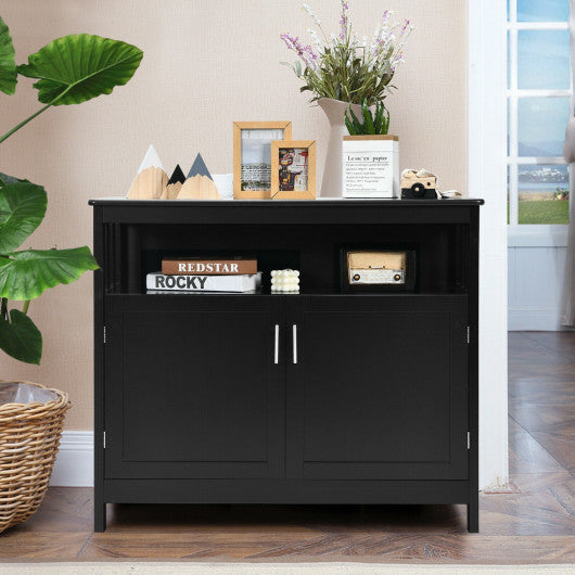 Costway Black Kitchen Buffet Server Sideboard Storage Cabinet with 2 Doors and Shelf