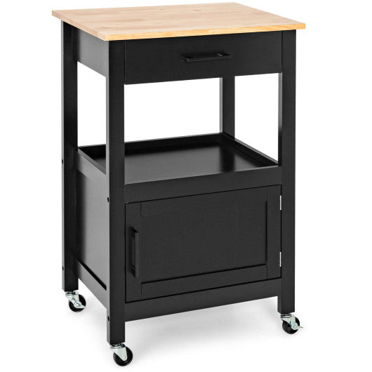 Costway Black Kitchen Island with Storage Drawer and 3 Hooks