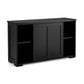 Costway Black Kitchen Storage Cupboard Cabinet with Sliding Door