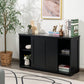 Costway Black Kitchen Storage Cupboard Cabinet with Sliding Door