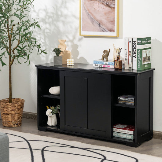 Costway Black Kitchen Storage Cupboard Cabinet with Sliding Door