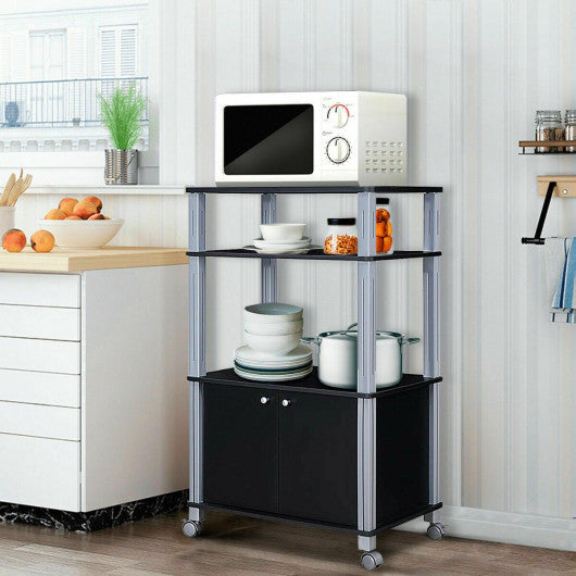 Costway Black Microwave Rack Stand Rolling Storage Cart