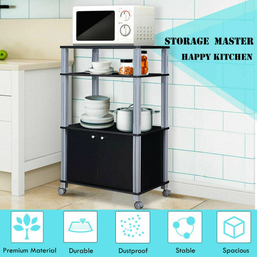 Costway Black Microwave Rack Stand Rolling Storage Cart