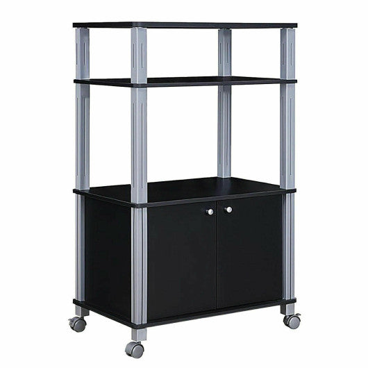 Costway Black Microwave Rack Stand Rolling Storage Cart