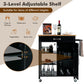 Costway Black Mobile Kitchen Island Cart with Rubber Wood Top