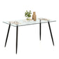 Costway Black Modern Glass Rectangular Dining Table with Metal Legs
