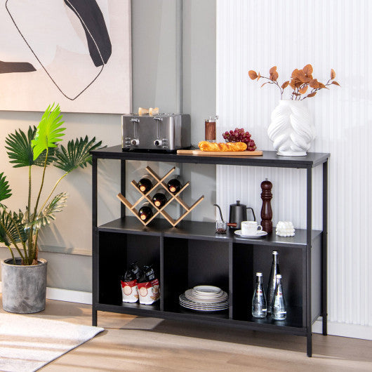 Costway Black Modern Kitchen Buffet Sideboard with 3 Compartments