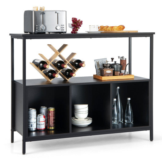 Costway Black Modern Kitchen Buffet Sideboard with 3 Compartments