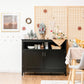 Costway Black Modern Practical Wooden Kitchen Lockers with Large Storage Space