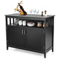 Costway Black Modern Practical Wooden Kitchen Lockers with Large Storage Space