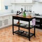 Costway Black Multifunction Kitchen Island Rolling Trolley Cart