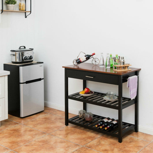 Costway Black Multifunction Kitchen Island Rolling Trolley Cart