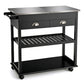 Costway Black Rolling Kitchen Island Trolley Cart with Drawers