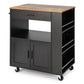 Costway Black Rolling Kitchen Trolley with 3 Spice Racks Drawer and Open Shelf
