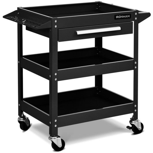 Costway Black Rolling Tool Cart Mechanic Cabinet Storage ToolBox Organizer with Drawer