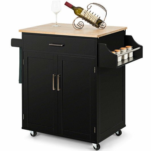 Costway Black Spice Rack Towel Rack Drawer Cabinet