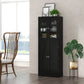 Costway Black Tall Kitchen Pantry Cabinet with Dual Tempered Glass Doors and Shelves