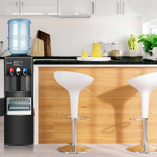 Costway Black Top Loading Water Dispenser with Built-In Ice Maker Machine