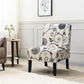 Costway Black and White Armless Accent Chair with Rubber Wood Legs