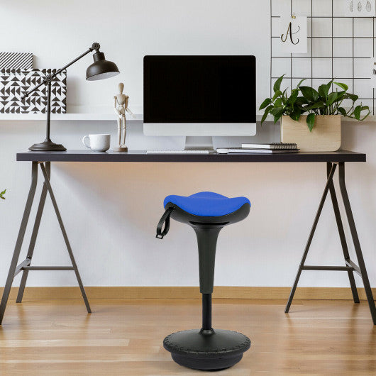 Costway Blue Adjustable Swivel Sitting Balance Wobble Stool Standing Desk Chair