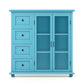 Costway Blue Buffet Sideboard Table Kitchen Storage Cabinet with Drawers and Doors