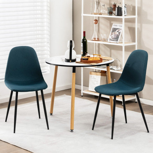 Costway Blue Dining Chairs Set of 2 with Black Metal Legs