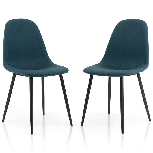 Costway Blue Dining Chairs Set of 2 with Black Metal Legs